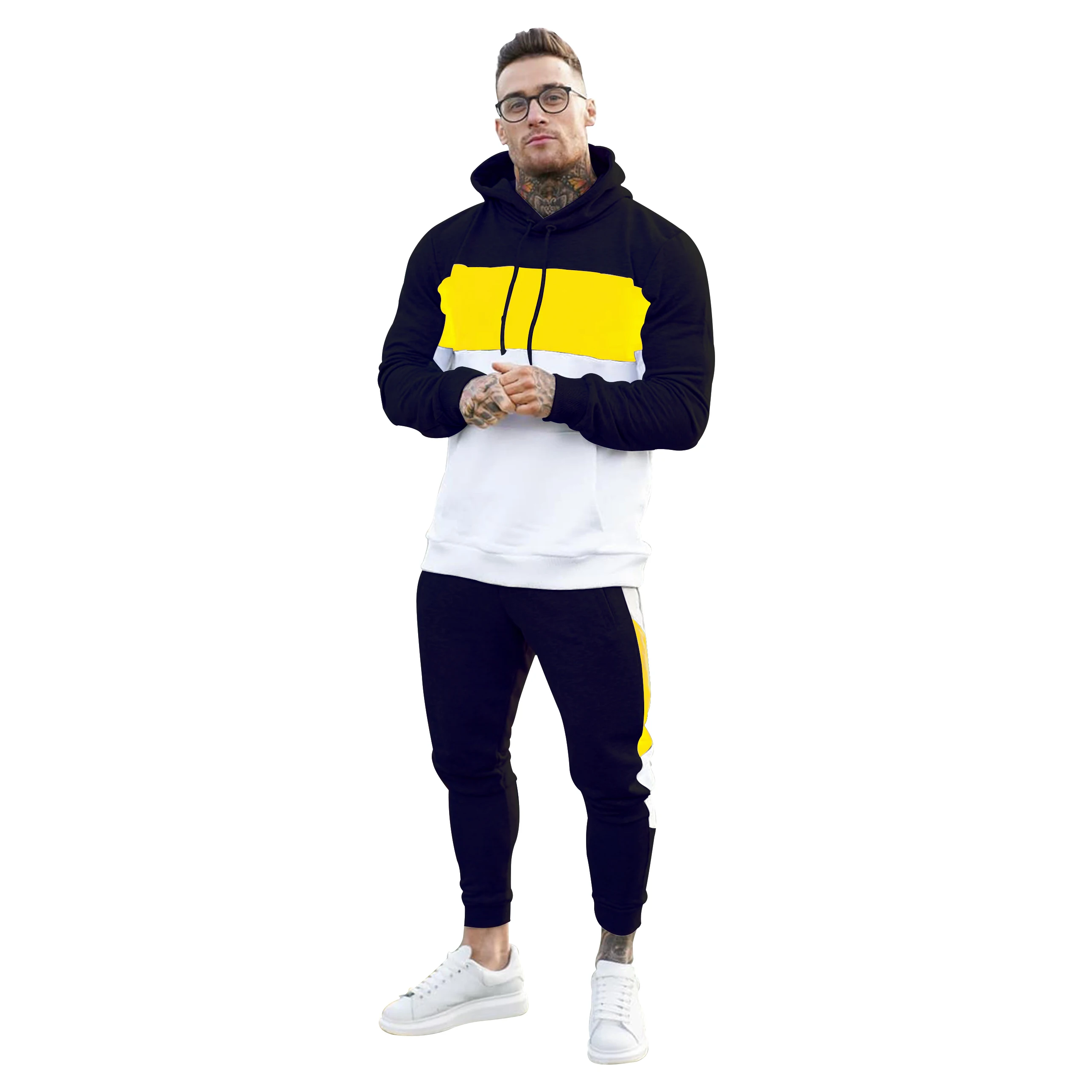 

Men's Hoodie suit casual splicing sportswear autumn and winter new clothes 2021 NEW