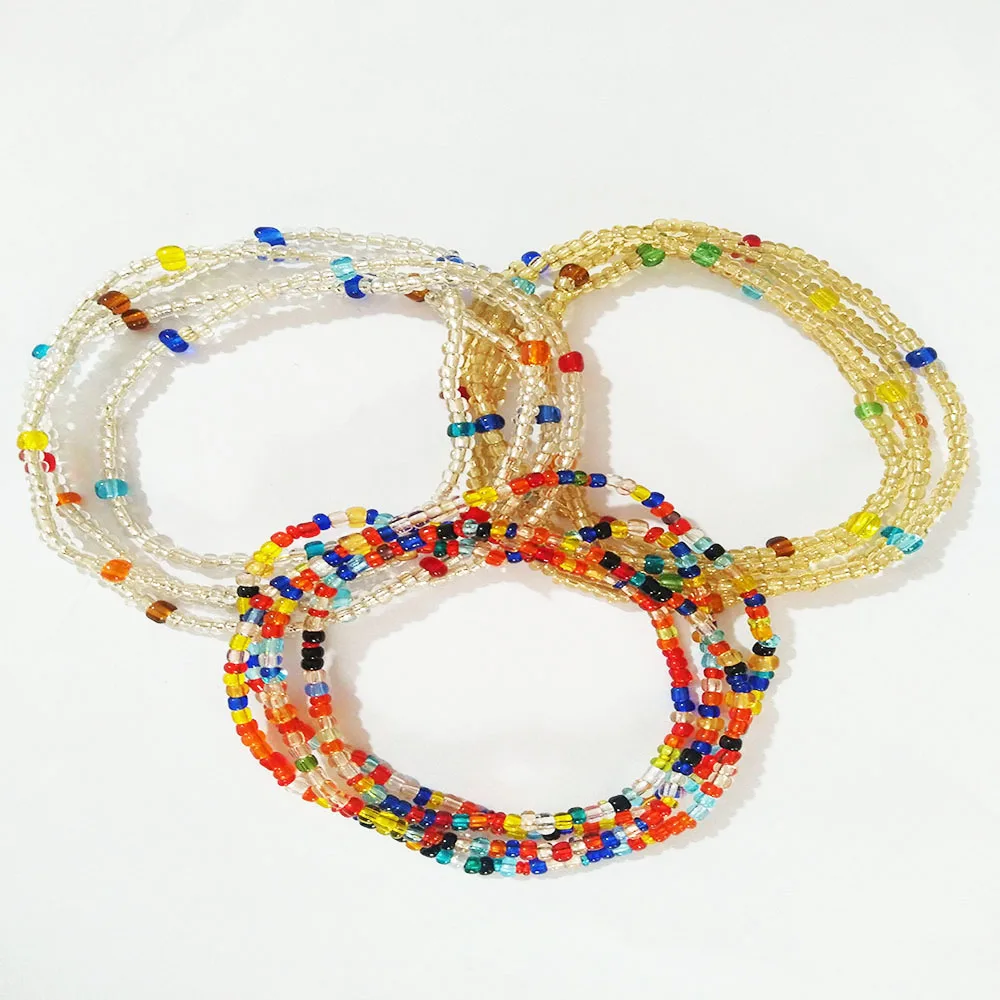 

New products 3 beach waist chains bohemian style 2020 fashion mixed color rice bead jewelry ladies party gifts