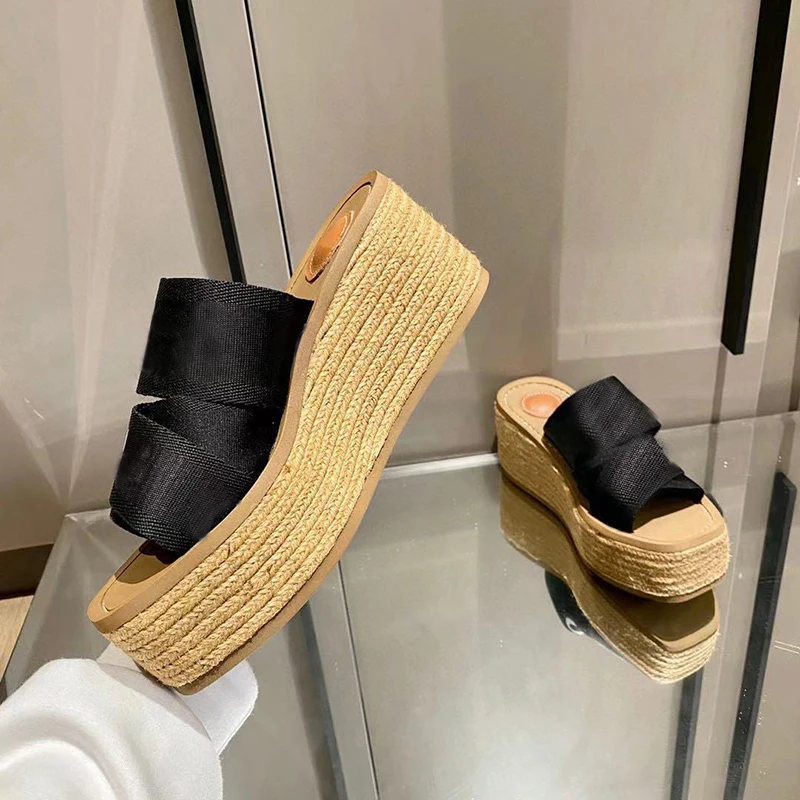 

Prowow Wedges high heel gladiator Platform Shoes Woman Sandals Slip On Slides Vocation Slippers muller Shoes For Women 2021