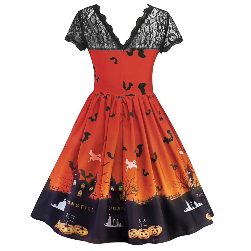 Женские платья кружевное винтажное платье с коротким рукавом на Хэллоуин