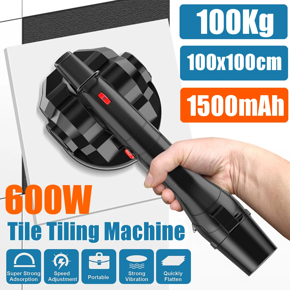 600 Вт вибратор для плитки 100x100 см машина укладки с 1 батареей 1500 мАч автоматический