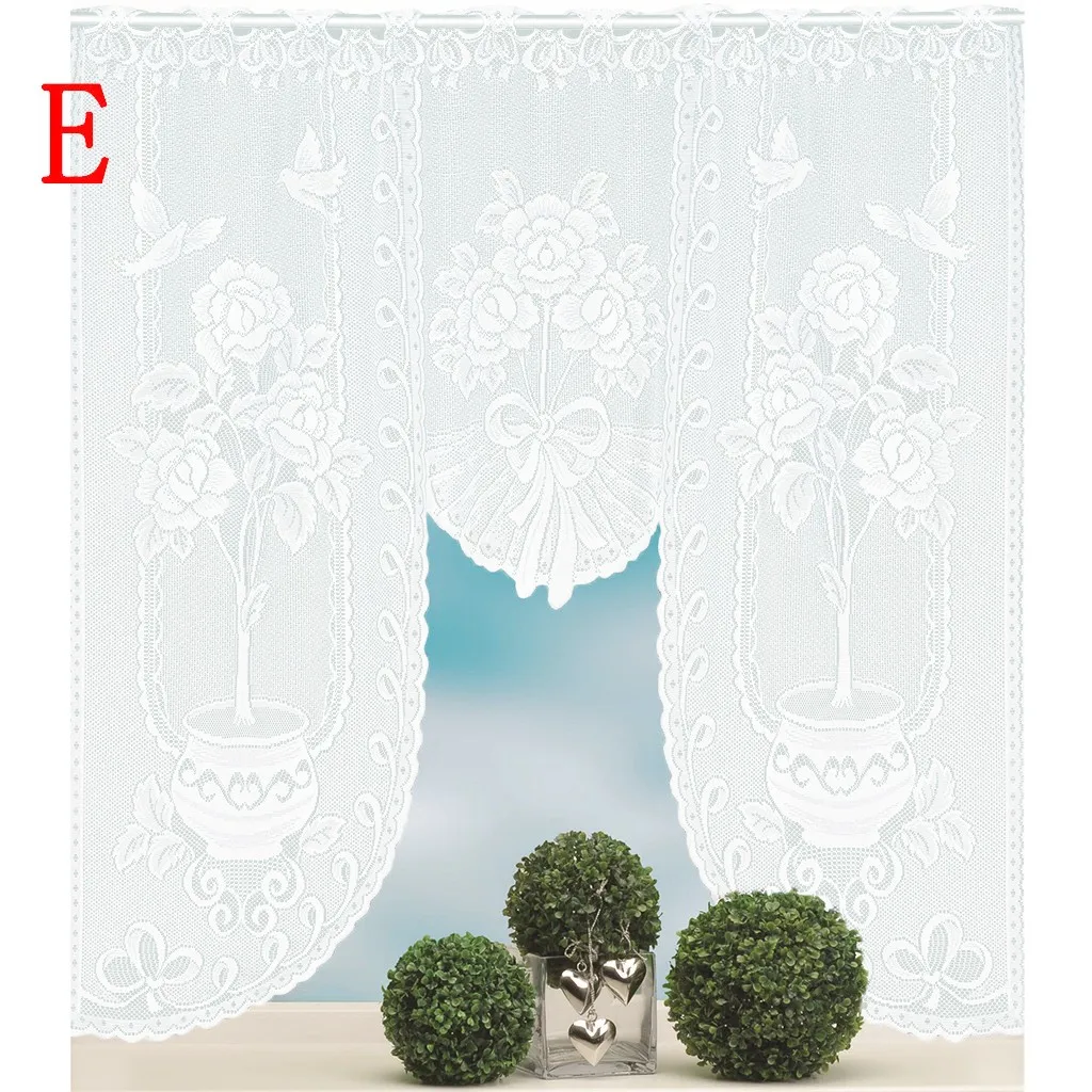 Шторы в винтажном стиле кружевные Фотошторы с шарфом белыми цветами для гостиной