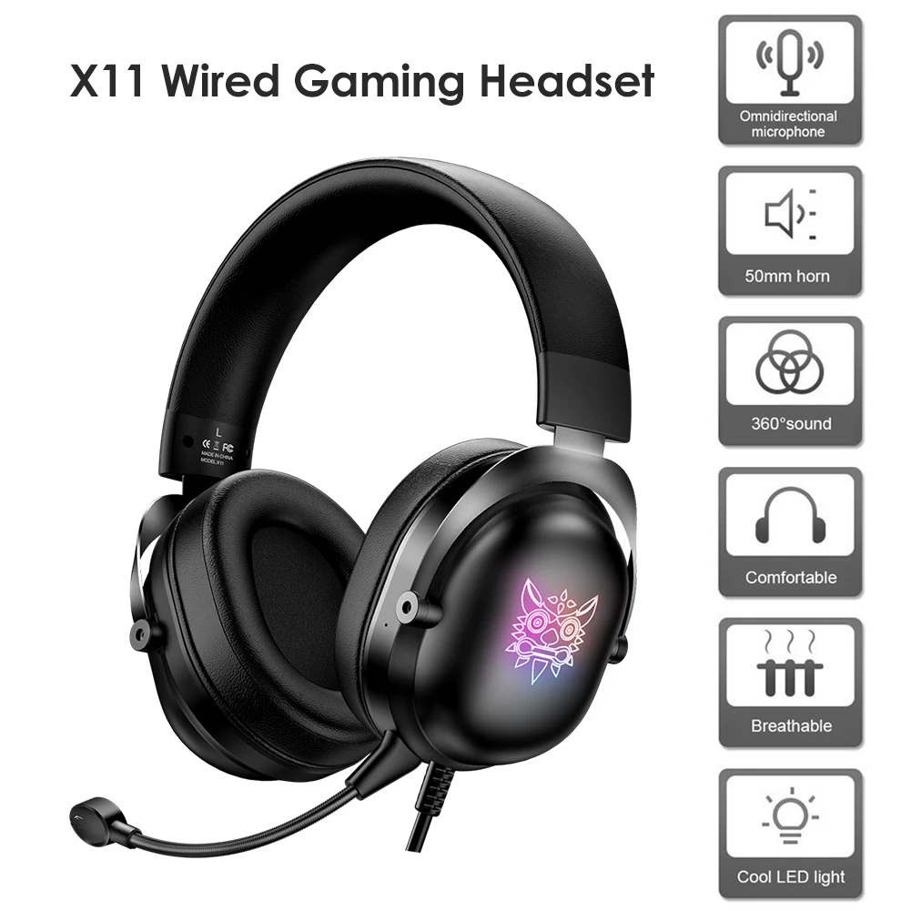 

ONIKUMA X11 Nice Gaming Headset Wired Headphones Wired Gaming Headset Professional Bass Gamer Wired Headphones