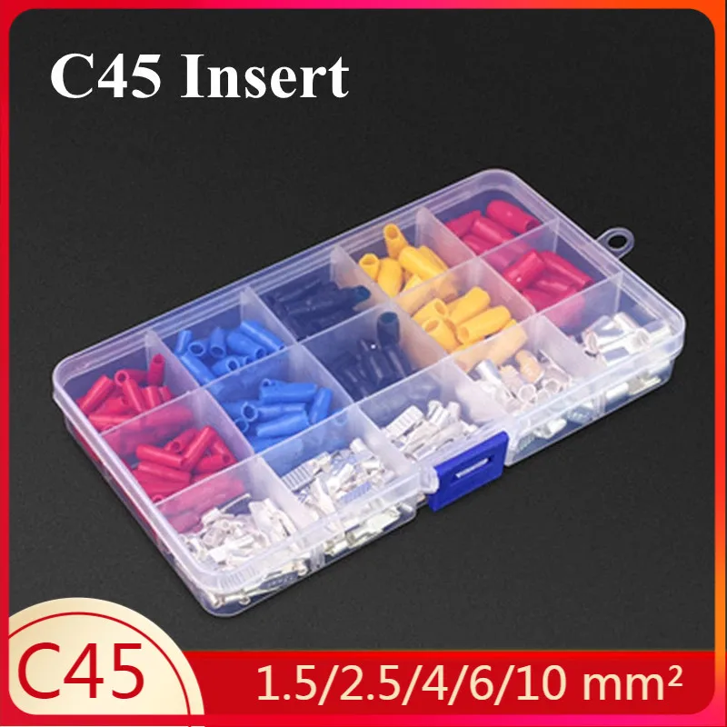 

C45-1.5/2.5/4/6/10 mm² Copper Tin Plated Circuit Breaker plug Pin-Shaped Cable Wire Lug Insert Crimp Terminal Joint Kit