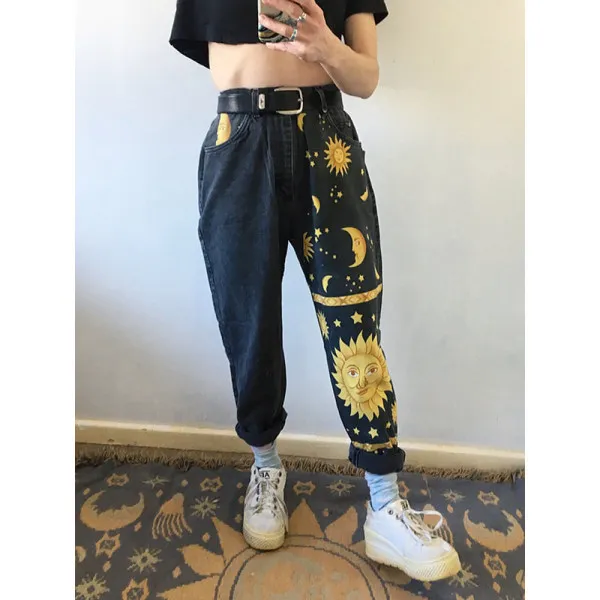 

Summer with European and American culture quality contracted the sun black jeans dress