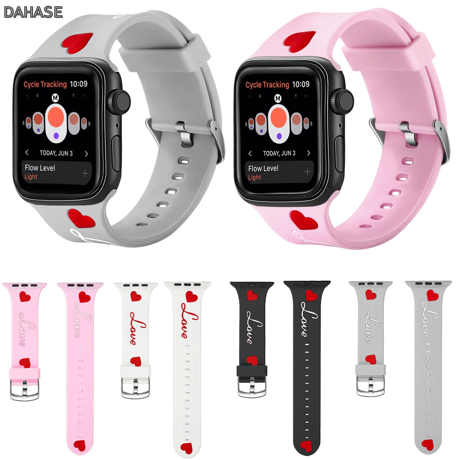 Ремешок Love для часов Apple Watch 38 мм 40 42 44 мягкий силиконовый спортивный браслет iWatch