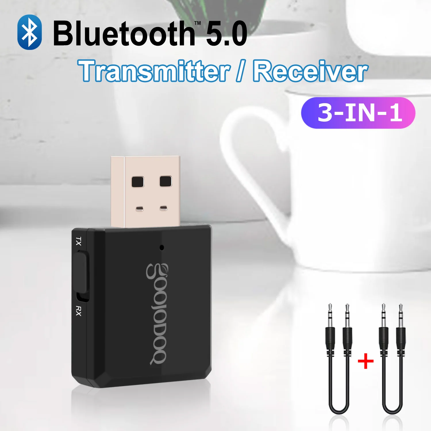 Bluetooth Dongle 5 0 3 в 1 синий зуб передатчик и приемник EDR мм адаптер ключ AUX для
