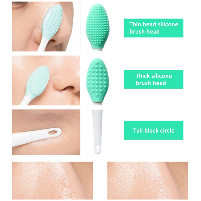 

Silicone Nose Brush Cleaning Blackhead Double-Sided Massage Brush Nasal Brush Beauty Cleaning Tool Beauty Facial Cleansing Brush