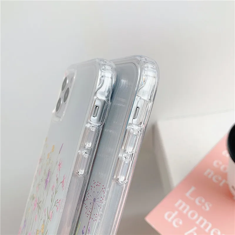 

Flower Leaf Case For iPhone 12 11 Pro Max 12mini X XR XS Max 6 7 8 Plus SE 2020 clear Soft TPU Silicone Bumper Back Cover Co