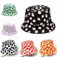 print bucket hats women double sided fisherman hat korean style double color climbing outdoor sunscreen panama cap for women men