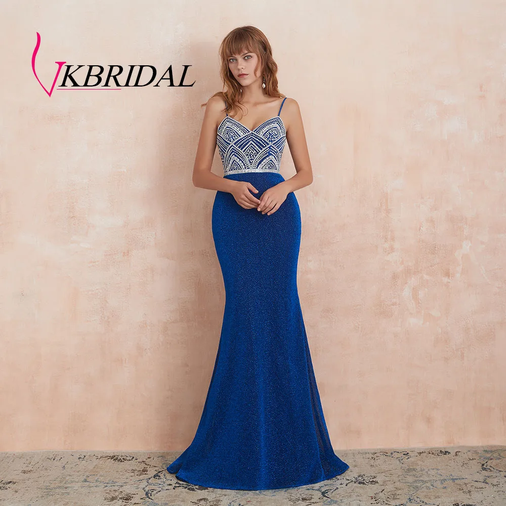 VKBRIDAL выпускные платья 2019 новые сексуальные блестящие ткани с бисером и
