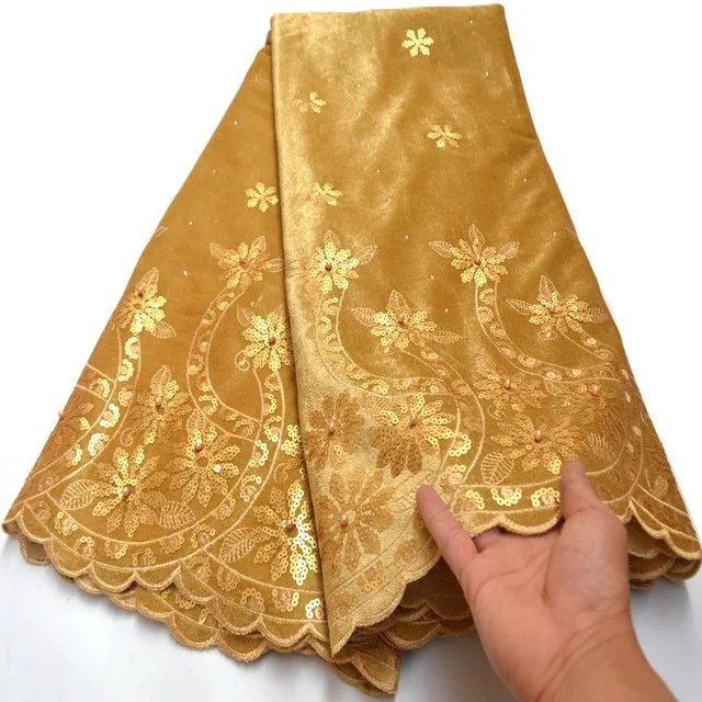 

2020 new arrival African Velvet Lace Fabric Embroidered tulle lace fabric French bridal wedding lace fabric with velvet 5 yards