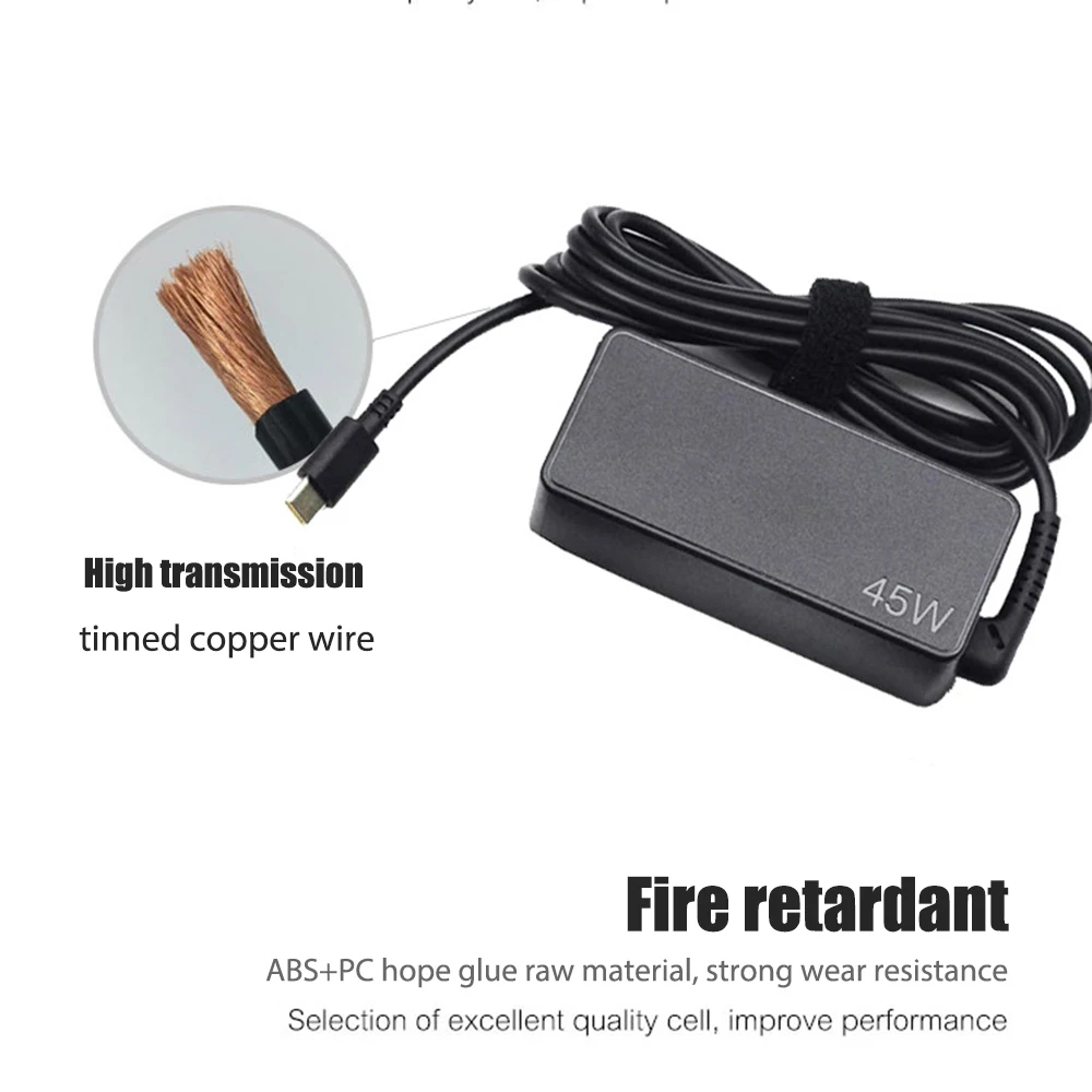 

Laptop Charger 20V 2.25A Type C Power Adapter with US EU Plug 45W Notebook AC Adapter Power Cord Supply for Lenovo