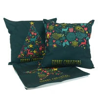 merry christmas cushion cover green pillowcase decoration xmas gift new year party home sofa car pillow cover decor 2022 navidad
