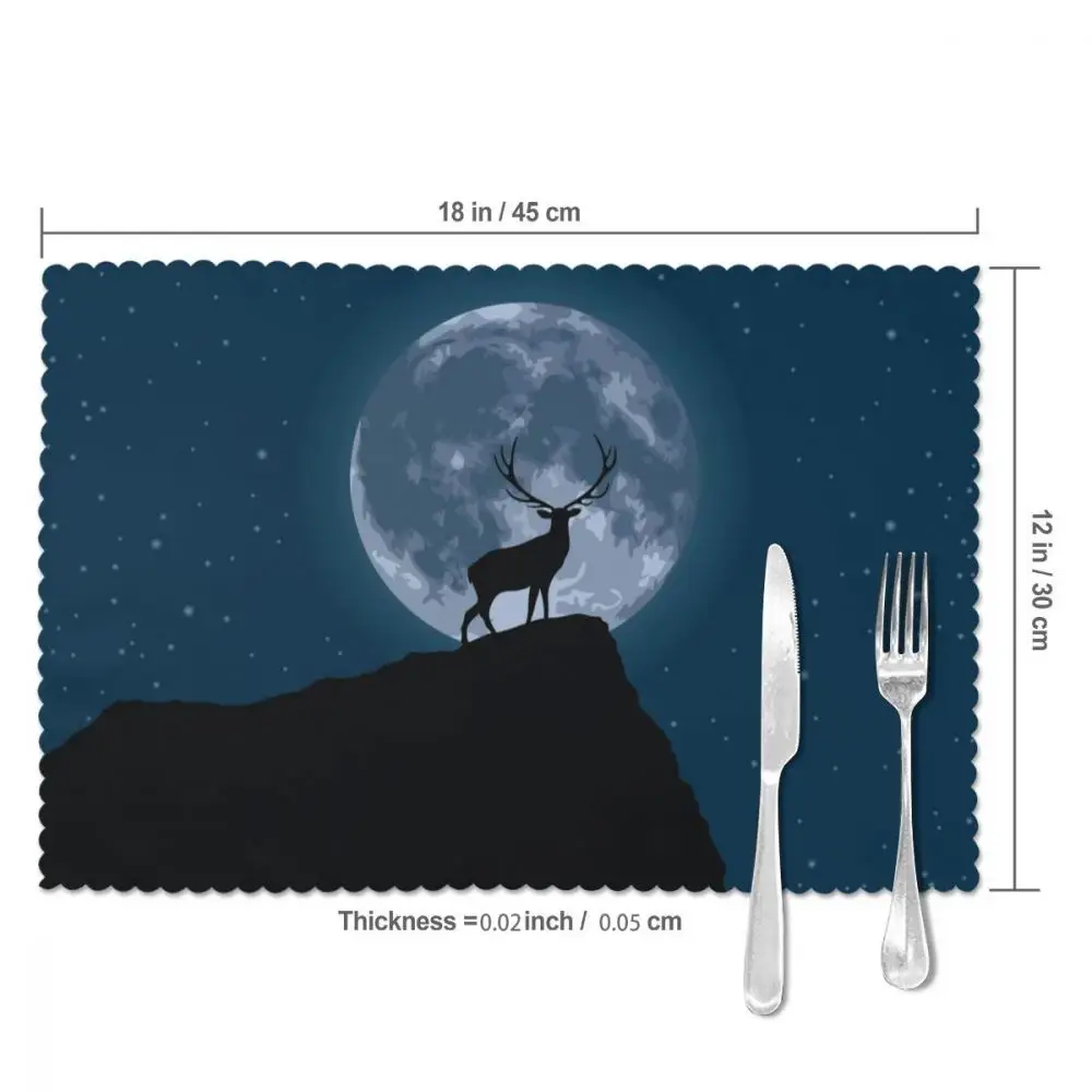 6 шт. коврики олень с полной луной тканевые для стола столовая посуда кухонный