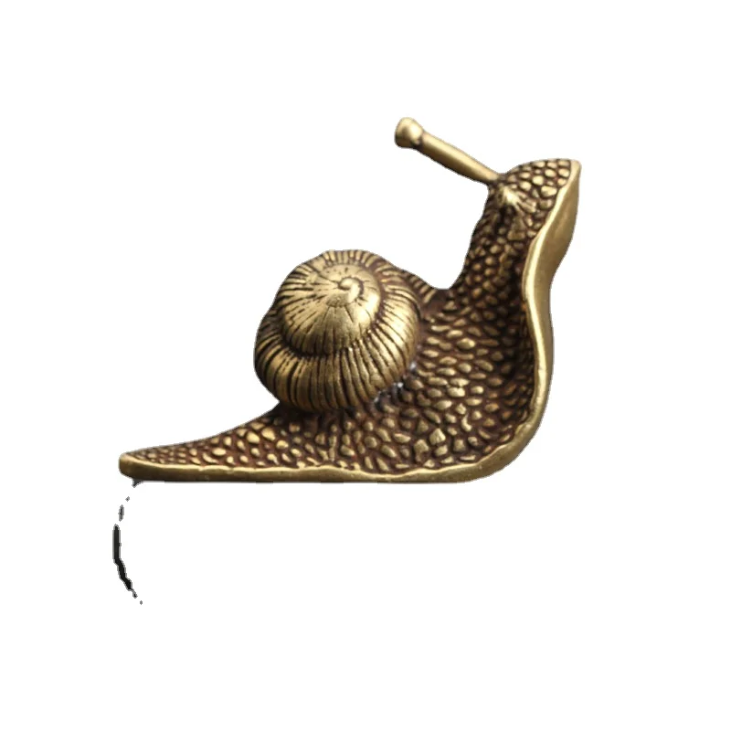 

Personality Retro Pure Copper Mini Snail Statue Ornaments Desk Antique Brass Tea Pet Collection Home Decorations for Living Room