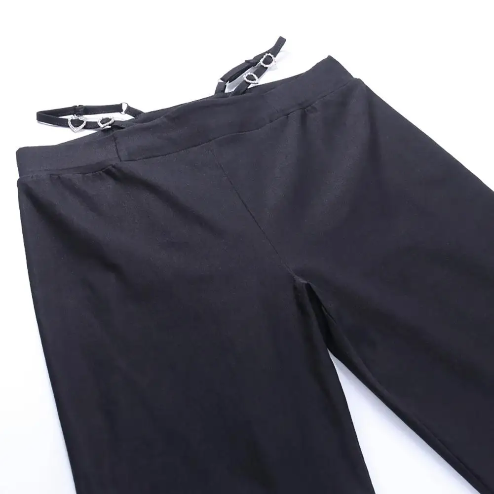 

50% New Arrival Women Fashion Solid Color Love Heart Strap Skinny Bell-bottom Pant Long Trousers