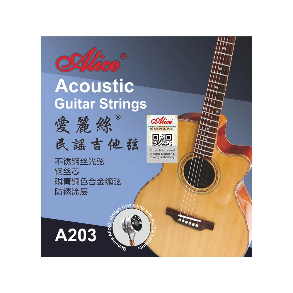 

1 set Alice A203 Steel Core Coated Copper Alloy Wound Super Light Acoustic Guitar Strings(.011/.052)