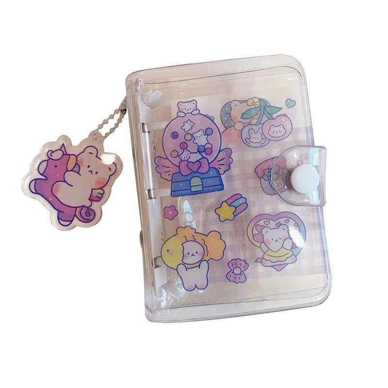 

1 Pcs Korean Minimalist Loose-leaf Notebook Student Portable Cute Transparent 3 Ring Binder Kawaii Mini Memo Pad Office Supplies