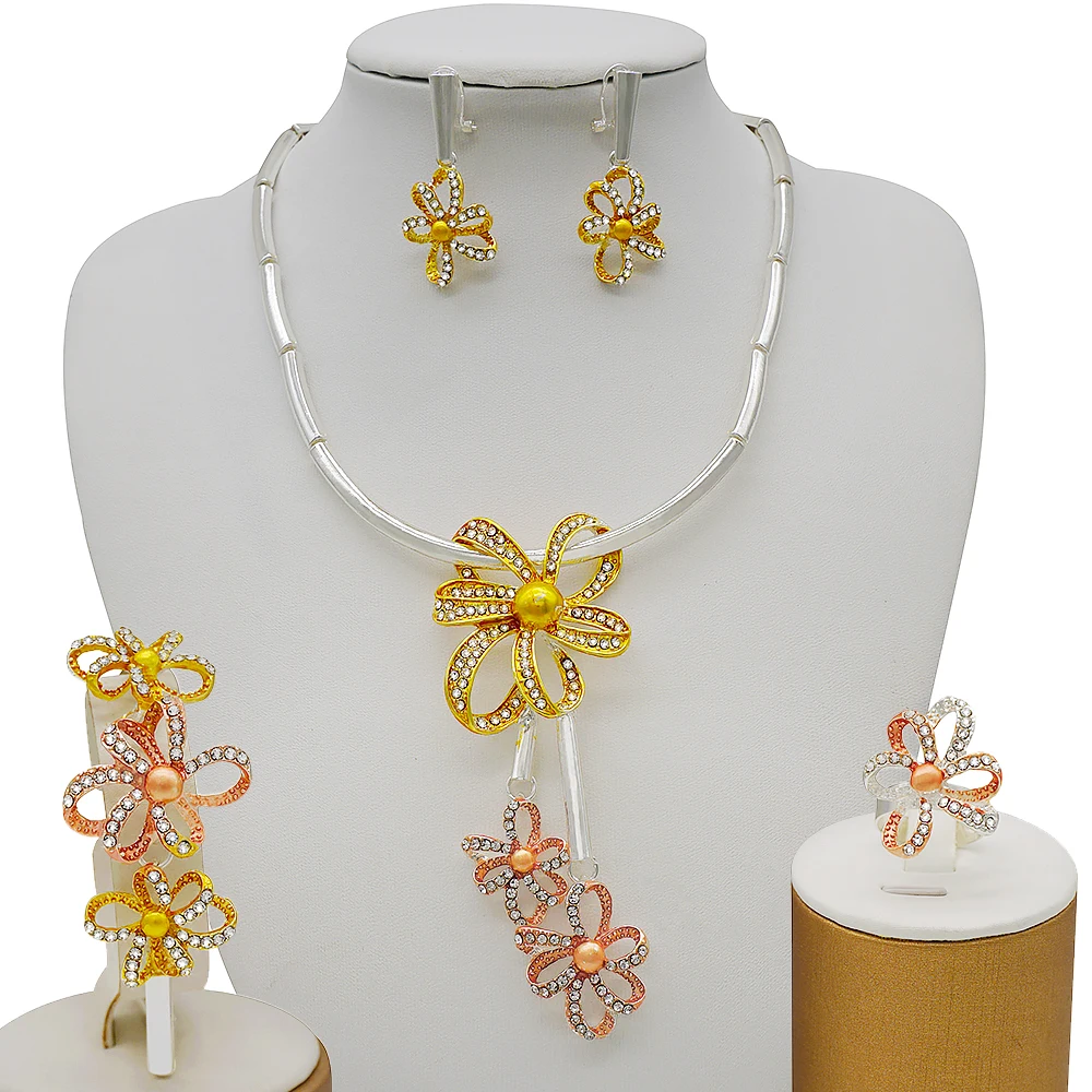 

News Nigerian Wedding African Costume Jewelry Set Dubai Fashion Charm Neckace Jewelry sets For Women Party