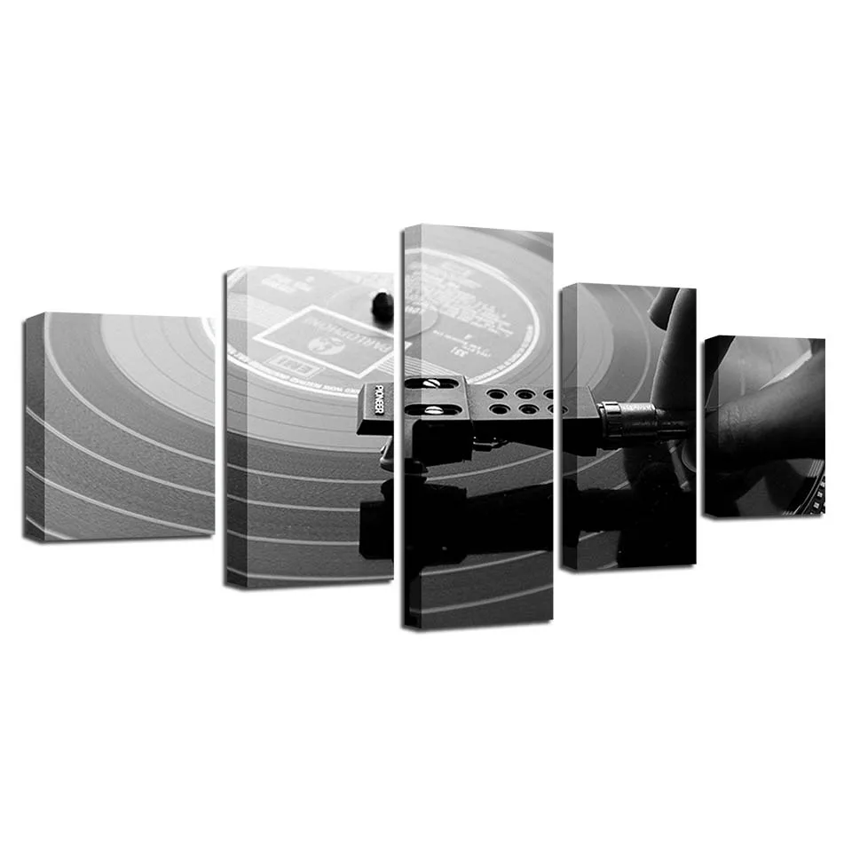 Плакаты рамки для гостиной HD печать 5 панелей музыка DJ консоль вертушки