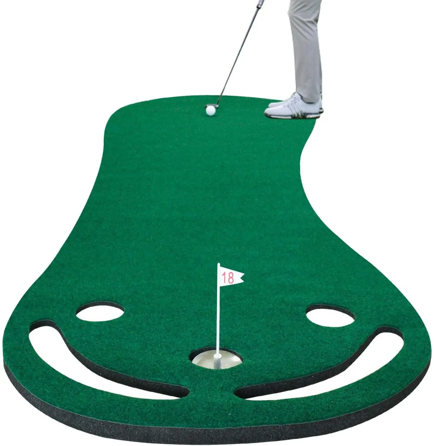 CRESTGOLF Golf Putting Mat Golf Practice Mat Outdoor or Indoor Leisure Easy Folding 3 Hole Putting Mat for Garden or Backyard