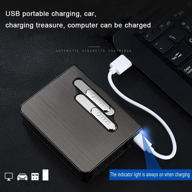 

New USB Rechargeable Lighters with 12pcs Cigarettes Cigarette Box lighter Flameless Windproof Lighter Smoking Accessories man gi