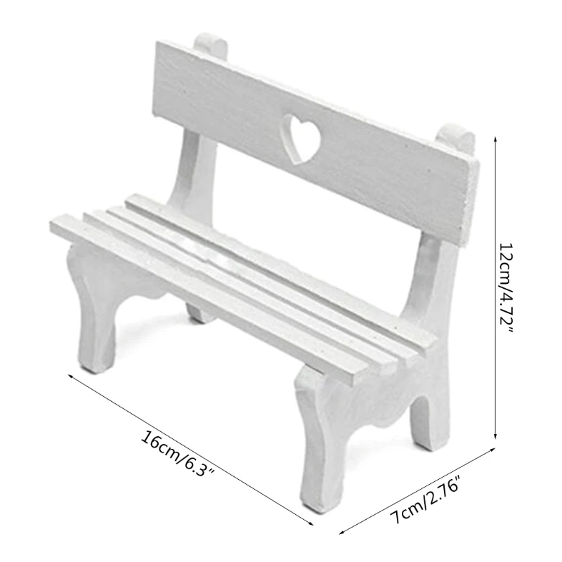 

53CA Mini Garden Wooden Chair Bench Model Doll House Decor Photo Props Kids Toys