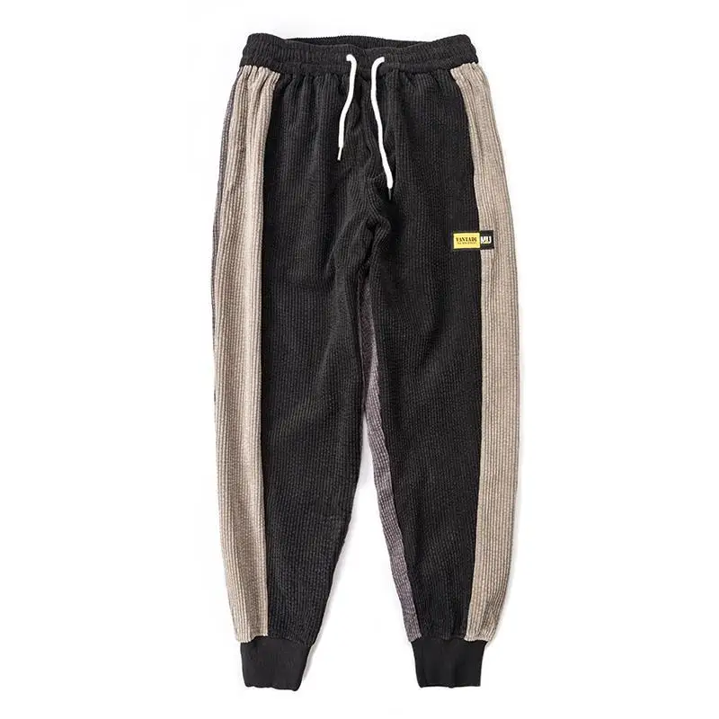 

Spring Corduroy Pants Loose Spring /Autumn Cargo Pants Color Blocking Patchwork Hip Hop Sports Trousers Male Streetwear Joggers