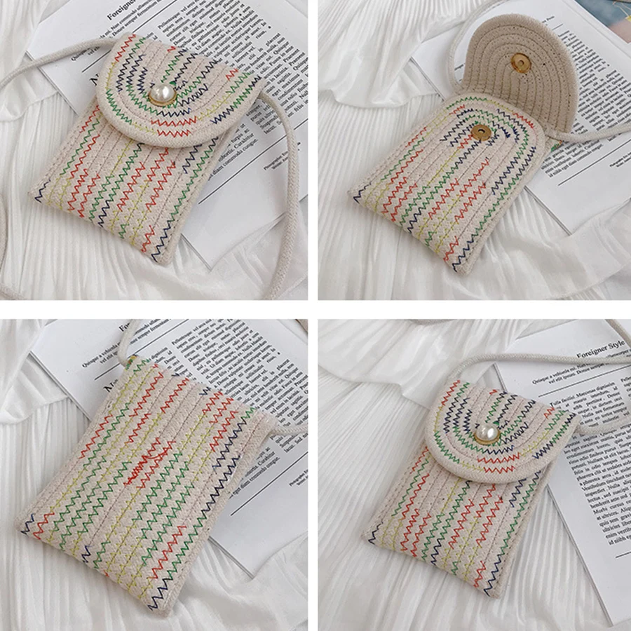 

Small Straw Messenger Bags For Women 2020 New Summer Beach Woven mobile phone Lady Travel Purses and Handbag Female Shoulder Bag