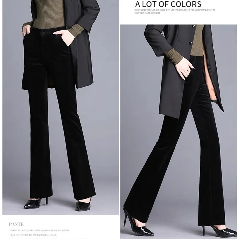 

Elegant Corduroy High Waist Flare Pants Women Plus Size 5XL 4XL Vintage Slim Casual Trouser Autumn Streetwear Fashion Long Pants