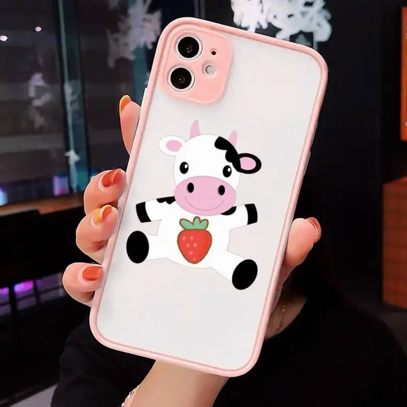 

Cow Print Phone Cases Matte Transparent for iPhone 7 8 11 12 s mini pro X XS XR MAX Plus cover funda