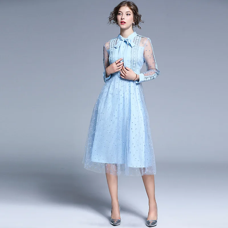 Женское длинное платье с длинным рукавом вышивкой и | Женская одежда