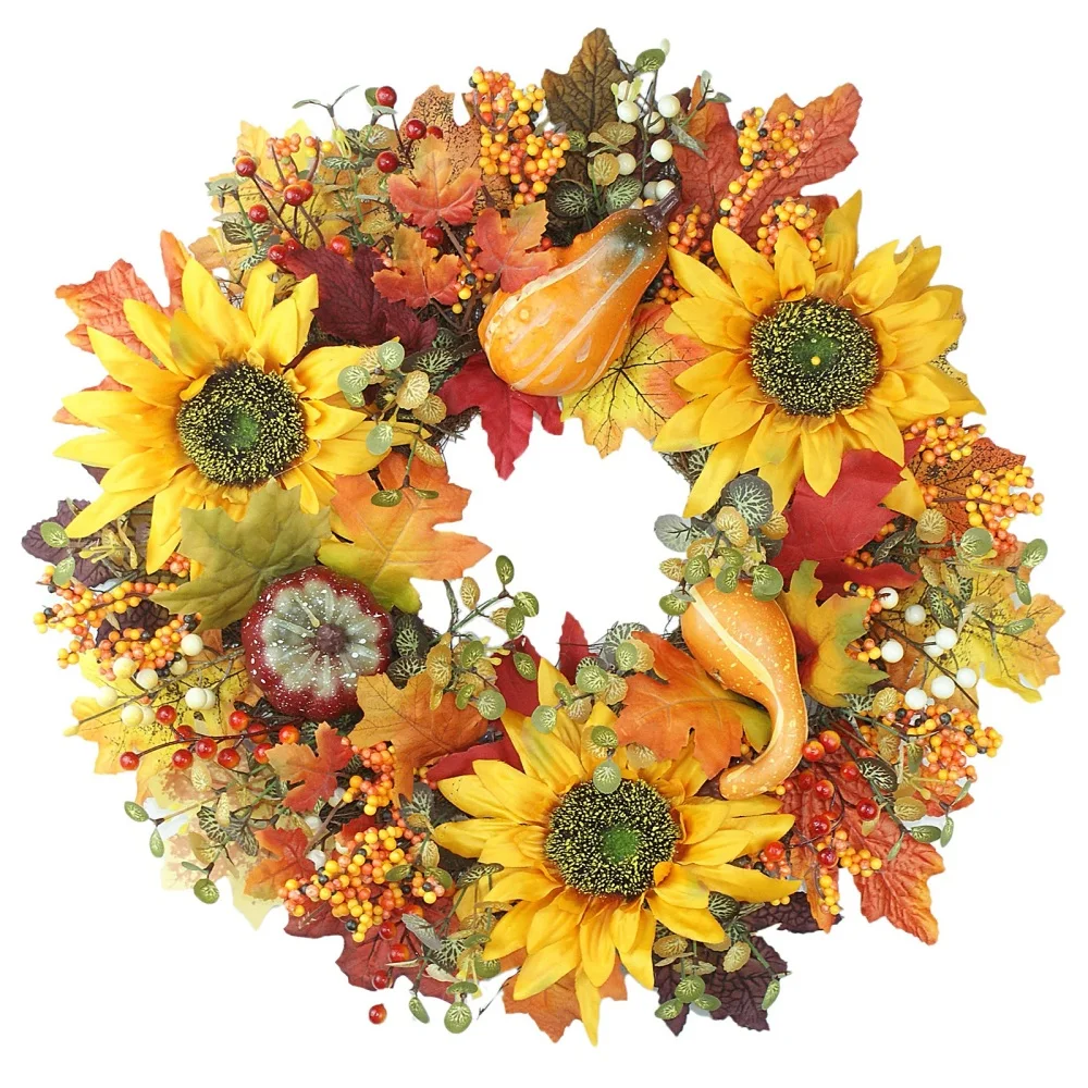 

Door Hanging Wreath Autumn Harvest Garland Wall Home Decoration 45CM Thanksgiving Halloween Decorations