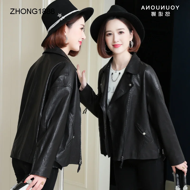 

Новинка 2020, куртка из дубленой овчины на весну и осень, женское короткое свободное кожаное пальто в Корейском стиле для женщин