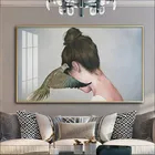 Картина на холсте с изображением птицы и девушки, 120x60, 80x40 см