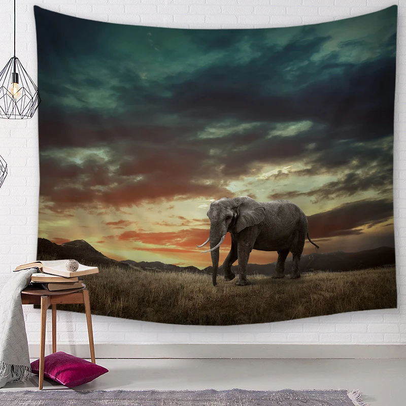 Полиэфирный тропический рисунок слона настенная ткань висячий гобелен