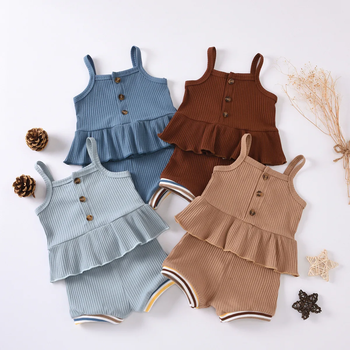 

Baby Girl Clothes Set Suspender Skirt+Shorts Fashion Suit Toddler Girl Outfit 2 Piece Sets for Kids Newborn Girl Summer Clothes