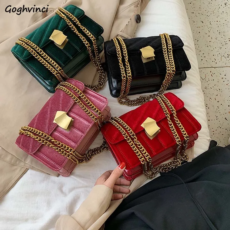 

Velour Chain Shoulder Bags Women PU Thread Vintage Cross Body Flap Bag Lady Leisure Underarm Sequined Hasp Korean Handbags Ins