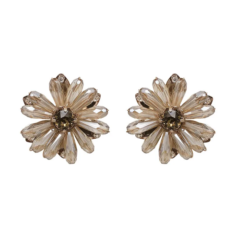 Женские серьги-подвески с блестящими кристаллами и цветами в Корейском стиле 2020 |