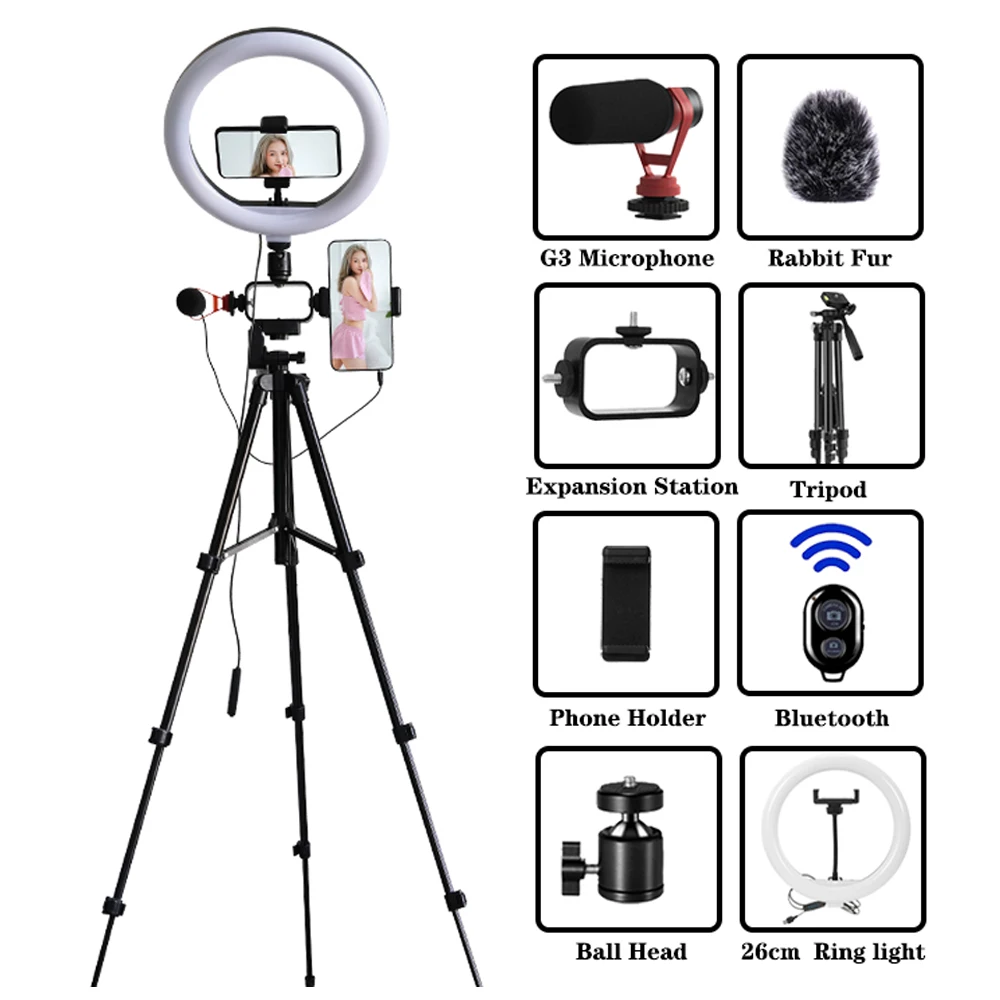 Штатив для телефона с кольцом светильник 26 см набор Vlog универсальная фотография