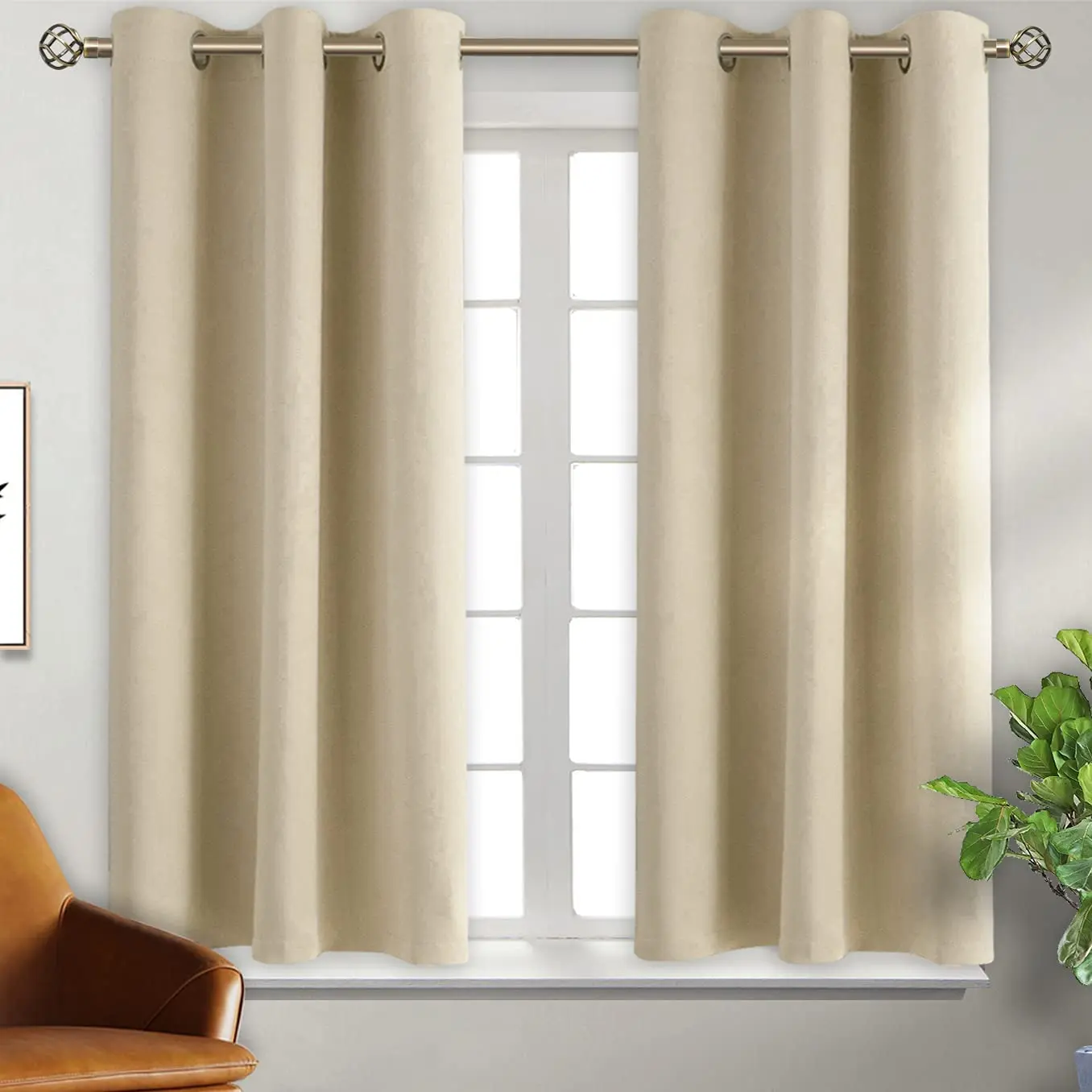 

BILEEHOME Blackout Curtains for Living Room Bedroom Kitchen Short Curtains Window Treatments Solid Color Curtain Drape Blinds