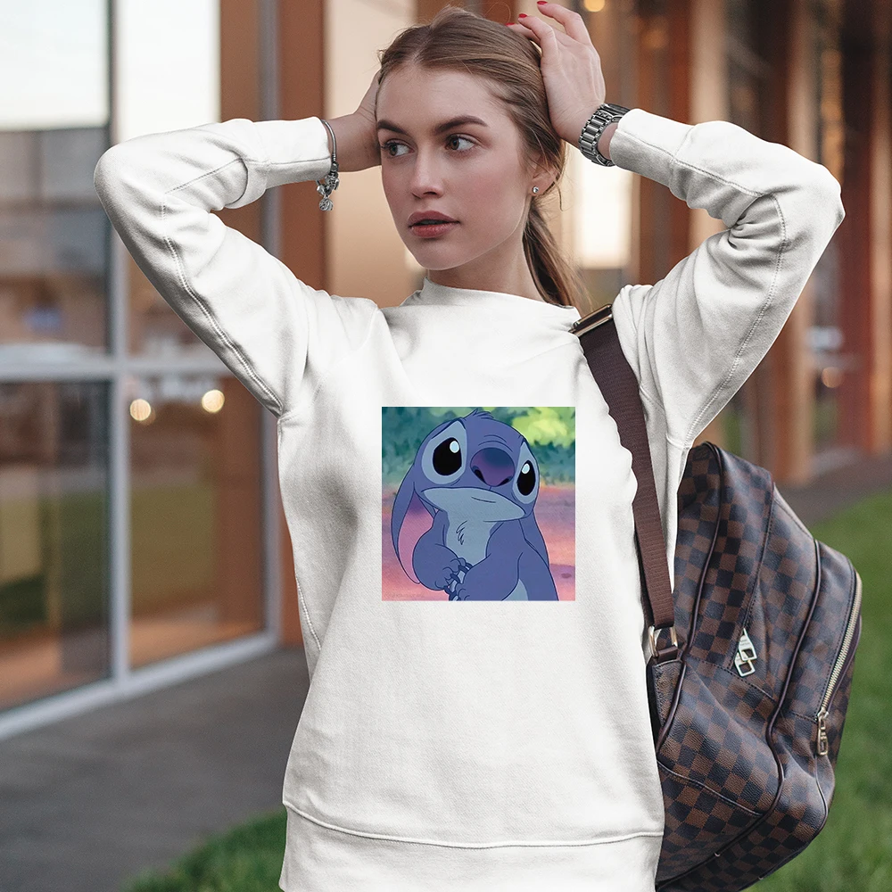 

Disney Lilo Stitch Sweatshirt Cool Stitch Aggrieved Look Printed Women Pullover Hoodie Casual Streetwear Unisex Clothes Top