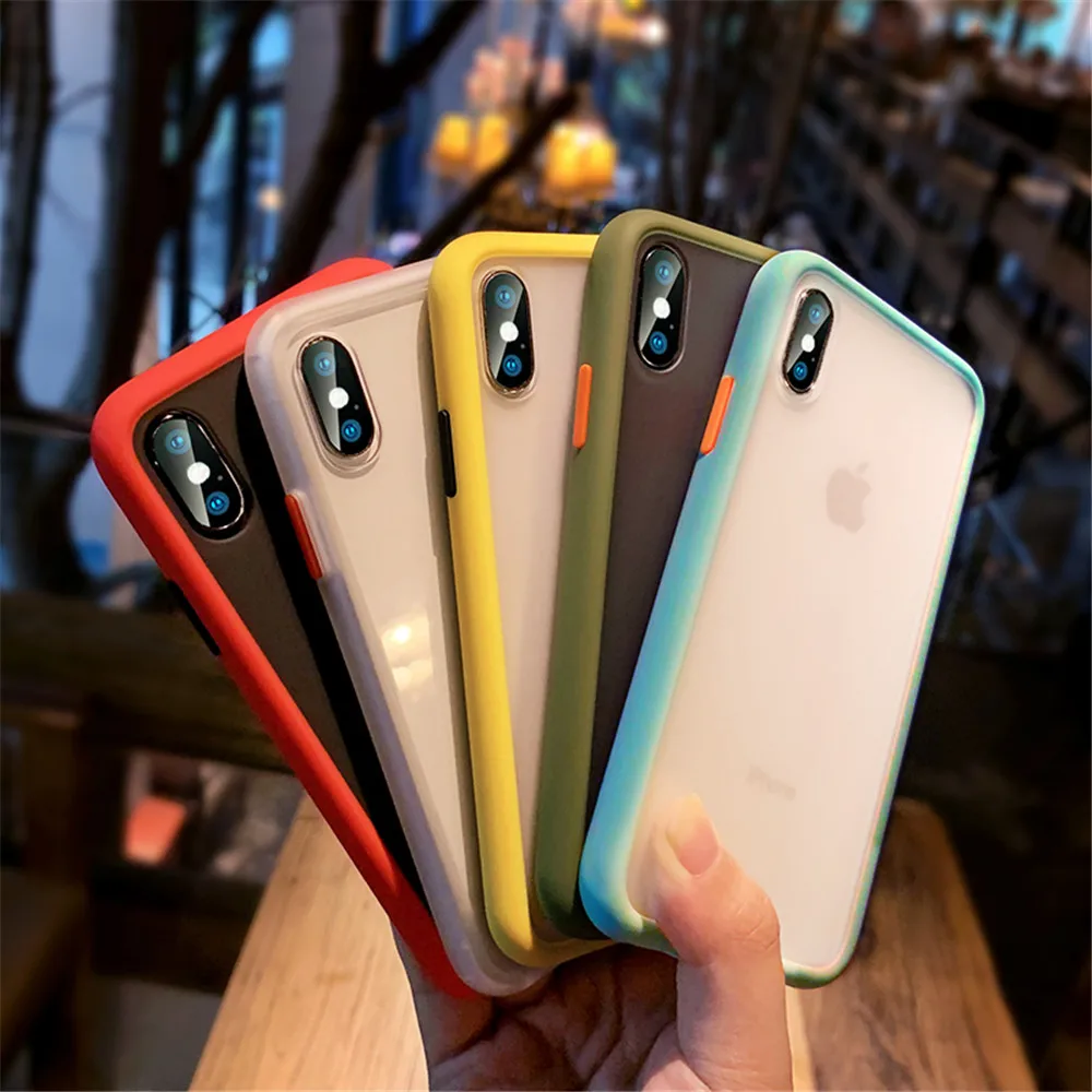 

Mint Hybrid Simple Matte Bumper Phone Case For iPhone X XS Max XR 7 8 6 6S Plus 11 Pro Max Cover Shockproof Silicone Clear Case