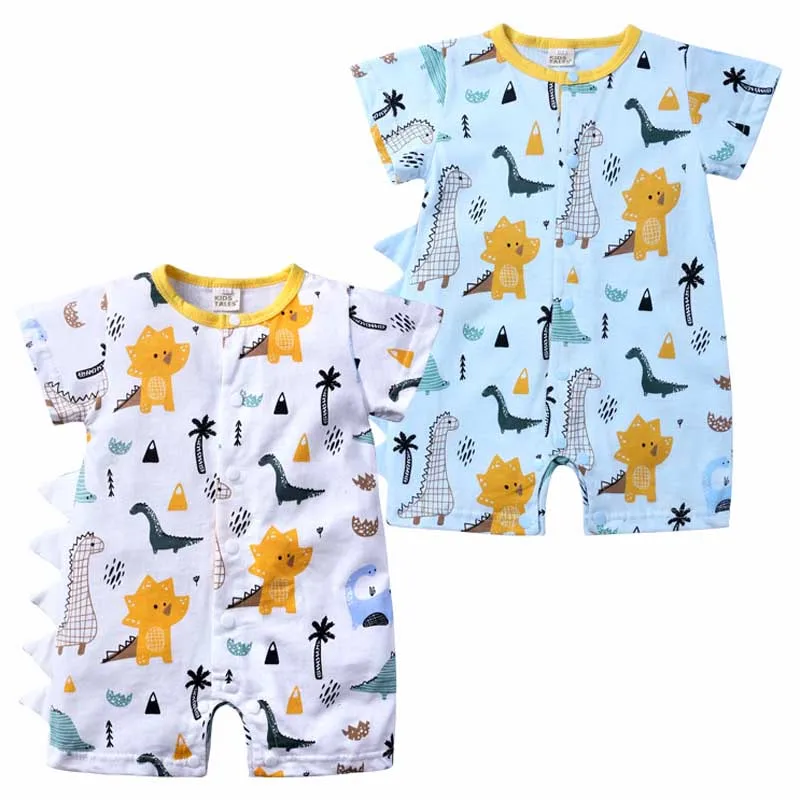 Детские комбинезоны с динозавром летние коротким рукавом для девочек Хлопковая