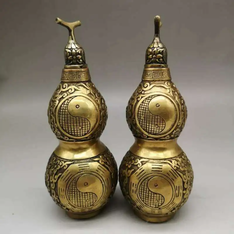 

Chinese Pure Brass Pair Gourd Statue