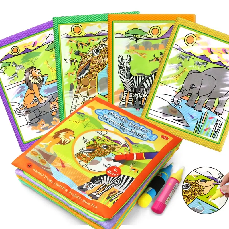 

Kids Cloth Water Coloring Book Magic Painting Books with Pen for 12-36 Months Baby Intelligence Development Educational Toys