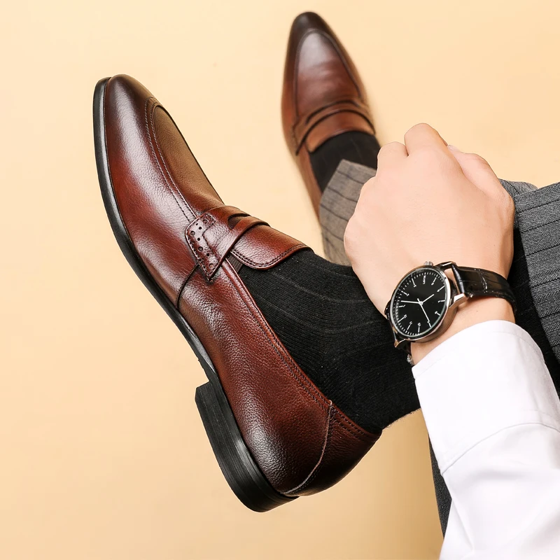 Мужские кожаные туфли Деловые модельные брендовые из натуральной воловьей кожи