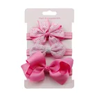 Повязка на голову детская, 3 шт., эластичная, однотонная, с цветочным рисунком, резинки на волосы, набор для волос