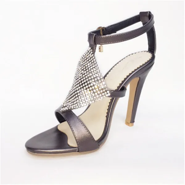 

EPHER Rhinestone Bling Heeled Sandals Womens Ankle Strap Heels Wedding Party Stiletto Open Toe Sandals
